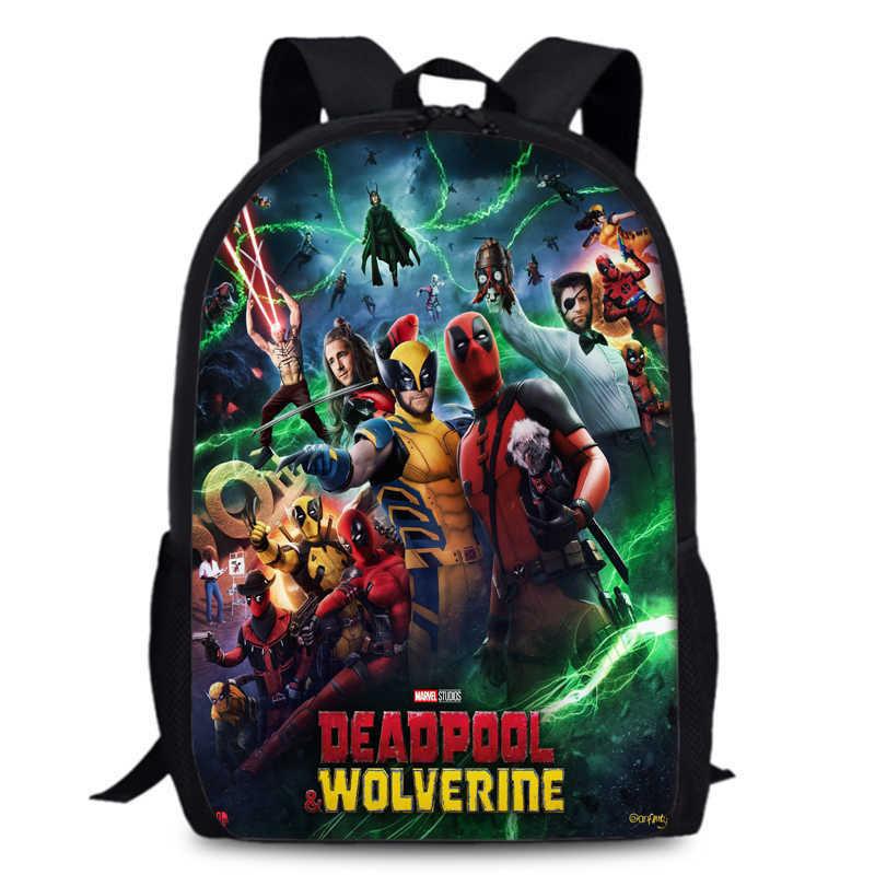 Deadpool Wolverine Backpack 15 Inch Anime Cartoon Schoolbag Lightweight