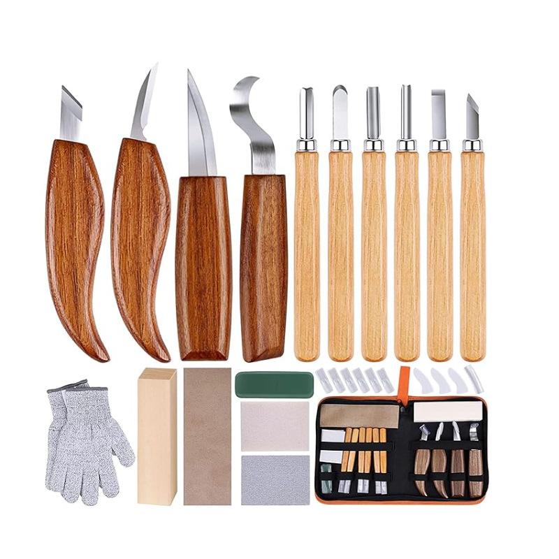 8/17pcs Square Handle Walnut Woodcarving Knife Set DIY Handmade Woodcarving Tools Woodcarving Knife