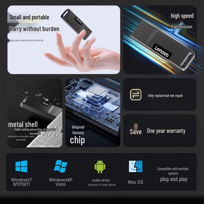 Lenovo Металлический USB 2.0 Флеш-накопитель K110