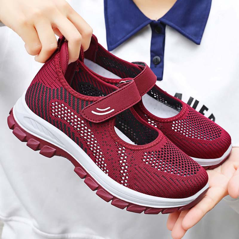 Обувь Женская обувь Универсальная летняя повседневная обувь Обувь на липучке Одинарная обувь Летающее плетение Дышащая сетка Нескользящая и износостойкая Обувь для мам