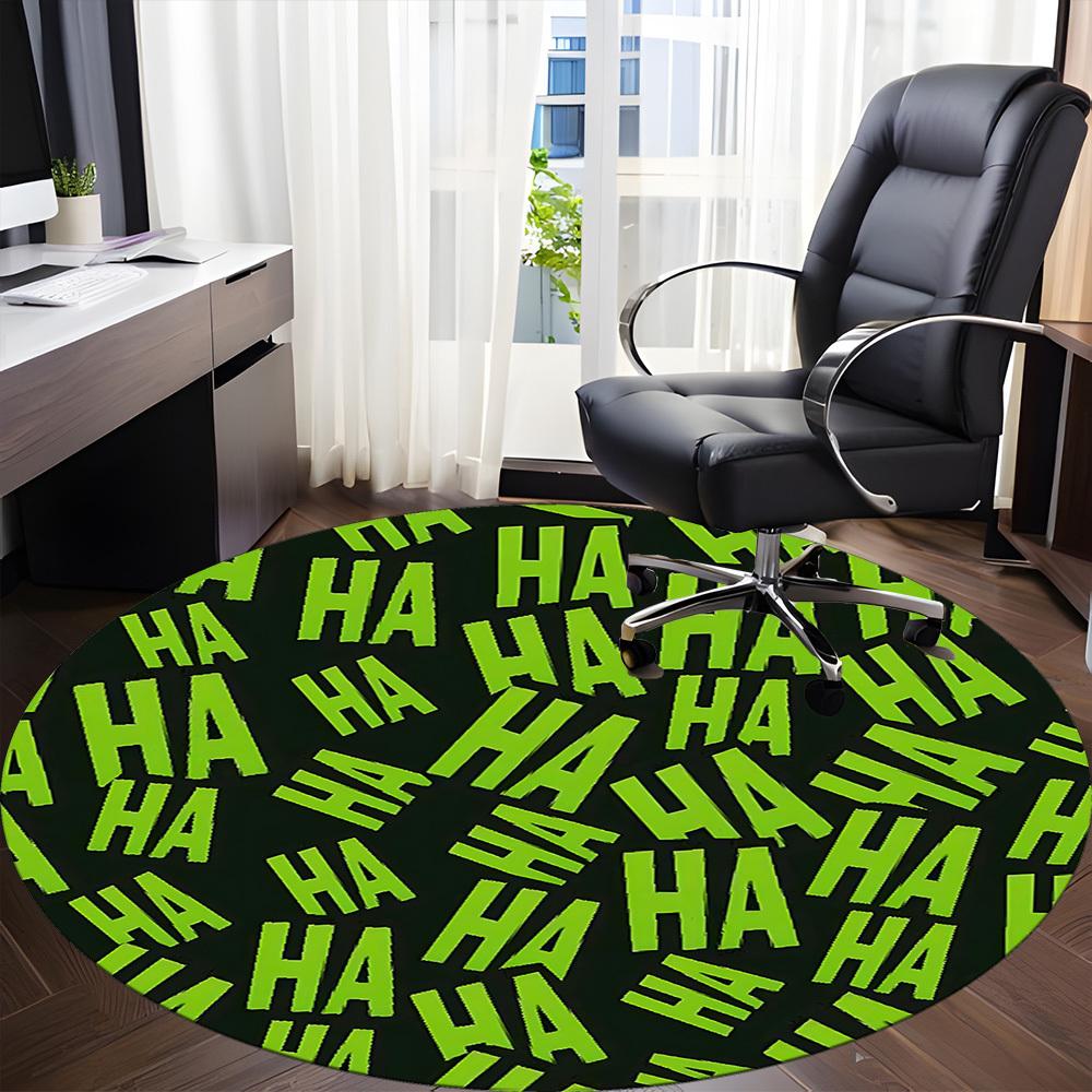 1pc HAHA, Green Print Carpet, Round Non Slip Durable Large Size Office Carpet, Suitable for Office