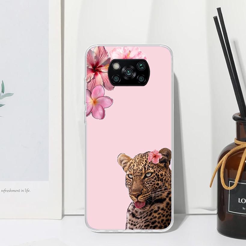 Pink Leopard Print Phone Case For Xiaomi Poco X7 X6 X5 M7 M8 Pro F7 Ultra Redmi 15C 15 13C 13 12C 12 10 10C 10A Art Fundas Poco
