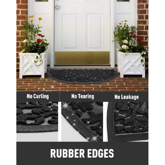 Tchdio Полукруглый коврик для входной двери-Нескользящий резиновый коврик для прихожей для улицы-Низкопрофильный сверхпрочный приветственный коврик Легко чистить Все