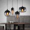 Industrial Retro Black Glass Chandelier: Creative Single-Head Light for Bar and Restaurant