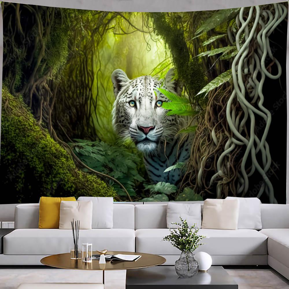 Гобелен с животными, настенный гобелен для спальни, лев, тигр, жираф, лиса, гобелены, декор для гостиной, эстетический декор, искусство хиппи
