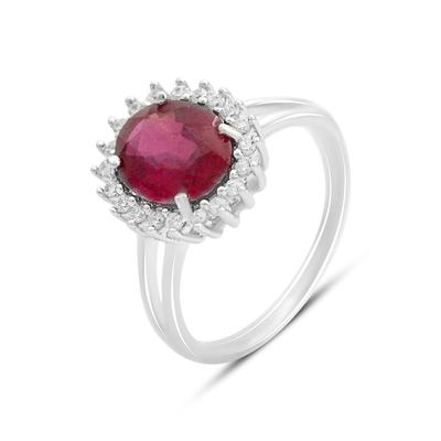 Серебряное кольцо с натуральным рубином 4.043ct, фианитами, вес изделия 3,51 гр (2165088)
