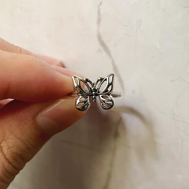 Ретро Кольцо Маленькая Бабочка для Женщин Сплав Цинка Цвет Панк Готика Регулируемое Открытое Кольцо Милые Циркониевые Аксессуары любовь Подарок для Девушки