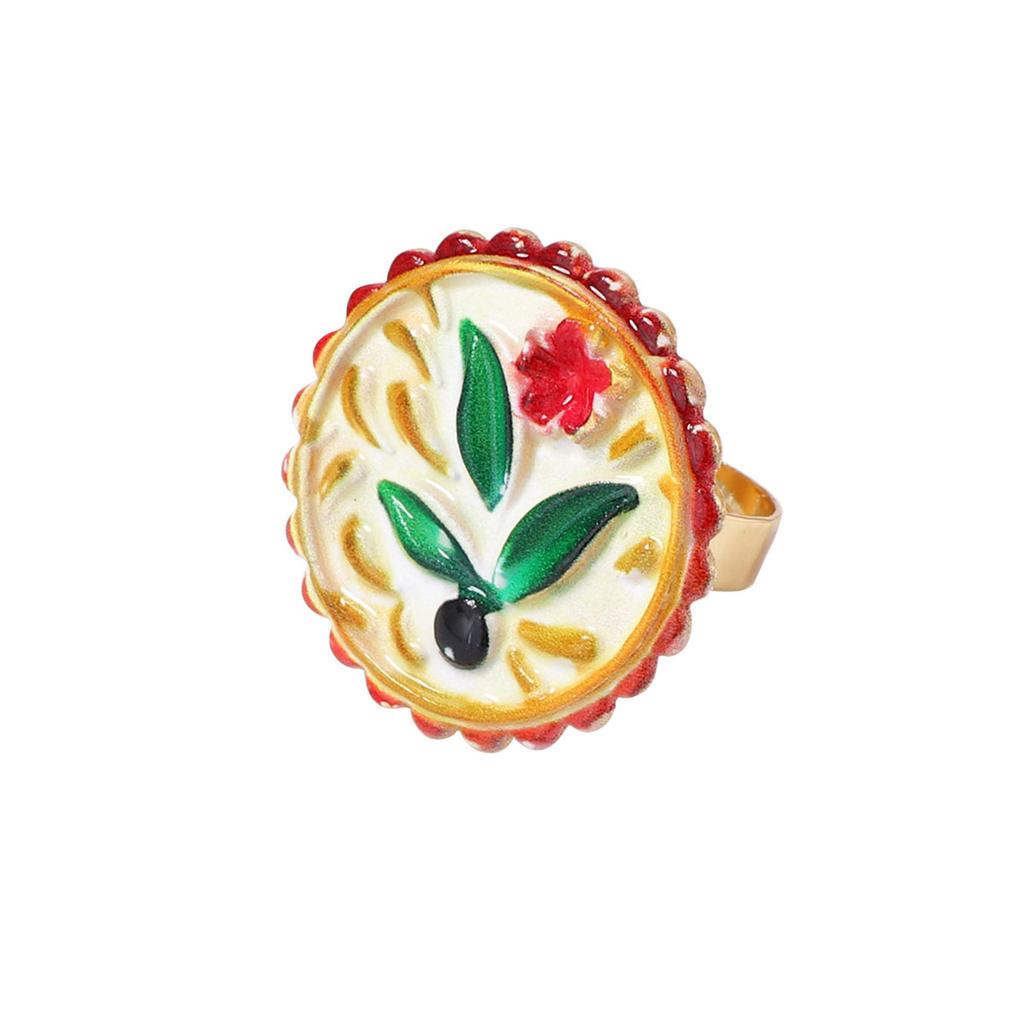 Трансграничный европейский и американский литературный и художественный нишевый пасторальный этнический стиль сплав печать цветок любовь открытие живой женское кольцо