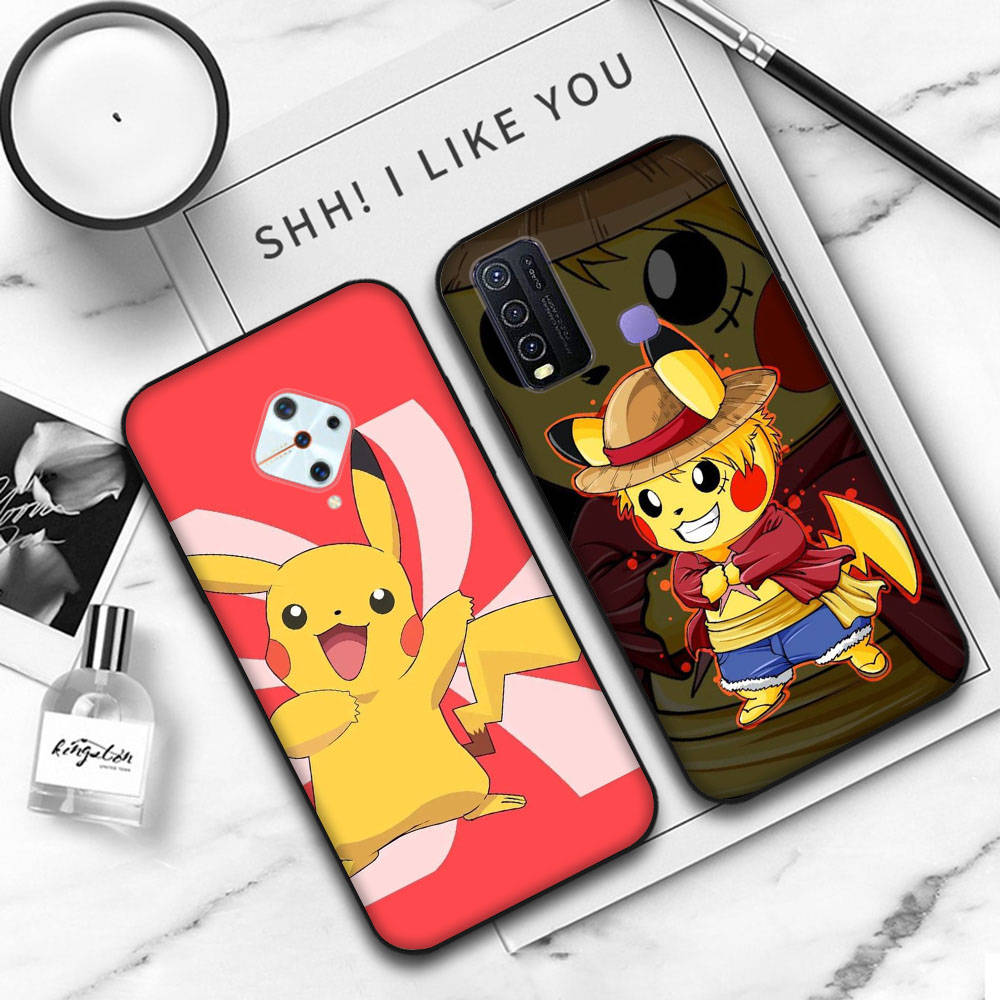 JP35 Pikachu Black Soft Case for Xiaomi Poco X6 X4 M5 M6 F5 F6 C65 C55 C50 C51 C40 Pro Redmi 14C A3X 13C 12C 11T 10A 9C Note 7 6 8A Plus