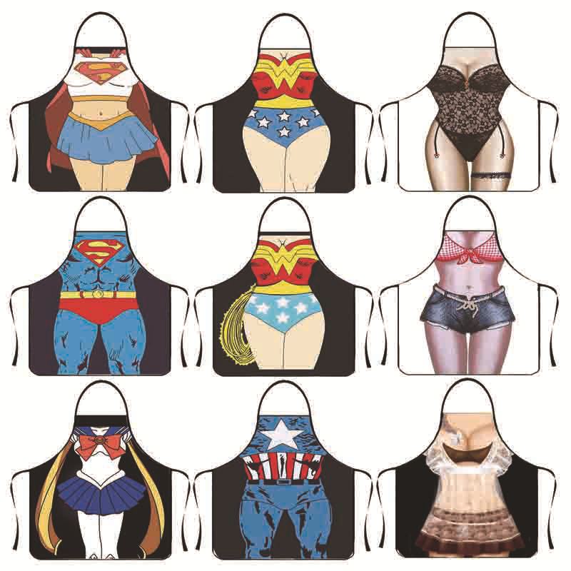 Practical Home Kitchen Apron Sleeveless Novelty Muscle Print Apron For Barbecue Festival Party Gift