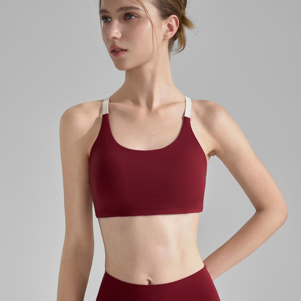 Спортивный бюстгальтер на тонких бретелях, с цветными блоками, с перекрещенной спинкой, короткое фитнес-белье, ударопрочный жилет для йоги