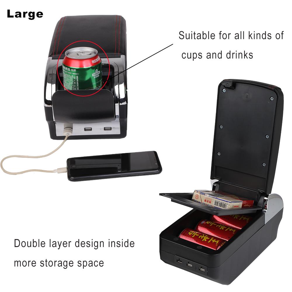 Автомобильный подлокотник, двухслойная передняя центральная консоль, черная кожа с USB-портами для зарядки для Ford Focus 2 Mk2