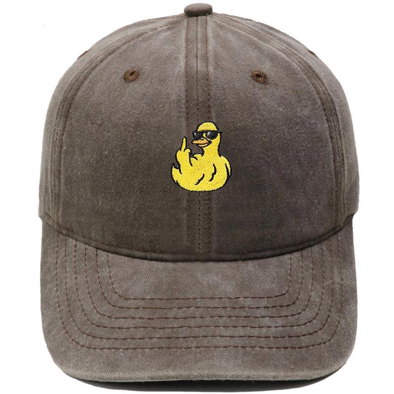Cute sunglasses little yellow duck embroidered baseball cap washed retro dad hat hip hop men's and women's casual hat trend