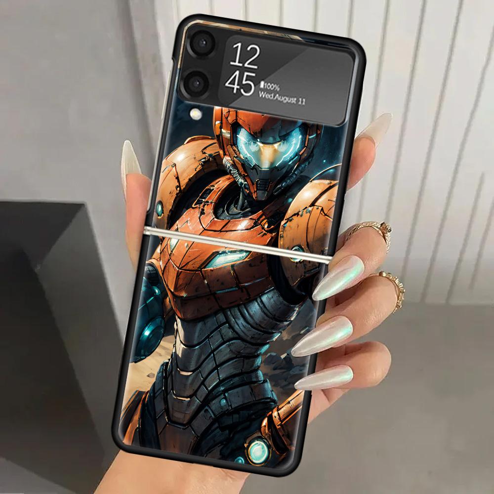 Game M-Metroids Hard PC Phone Case For Samsung Galaxy Z Flip 7 6 5 4 3 Black ZFlip7 ZFlip6 Flip5 Flip4 Flip3 5G Print Cover