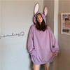 Women Warm Soft Hoodies Student Long-sleeved Rabbit Ears Pullover Casual Versatile Retro Simple Literary Sweater Tops