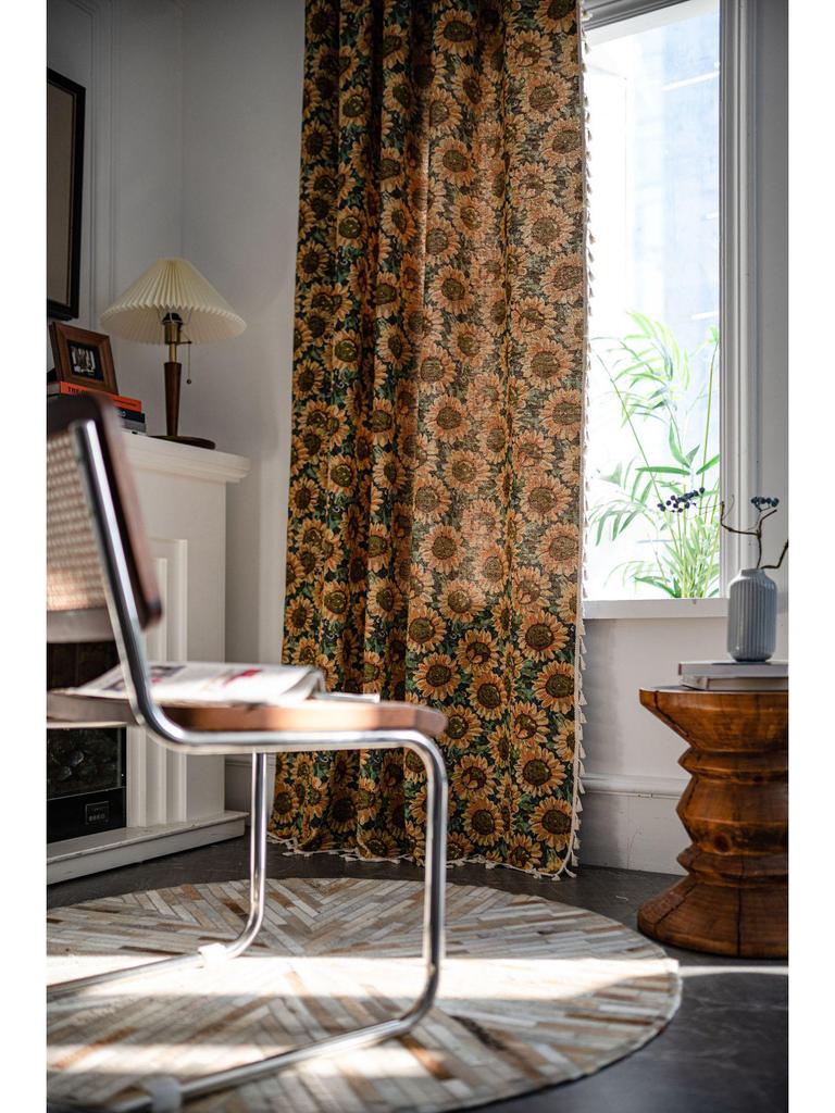 Imanki Подсолнух Жаккардовые Кисточки Шторы - Полузатемняющие Кухонные Шторы для Эркерного Окна