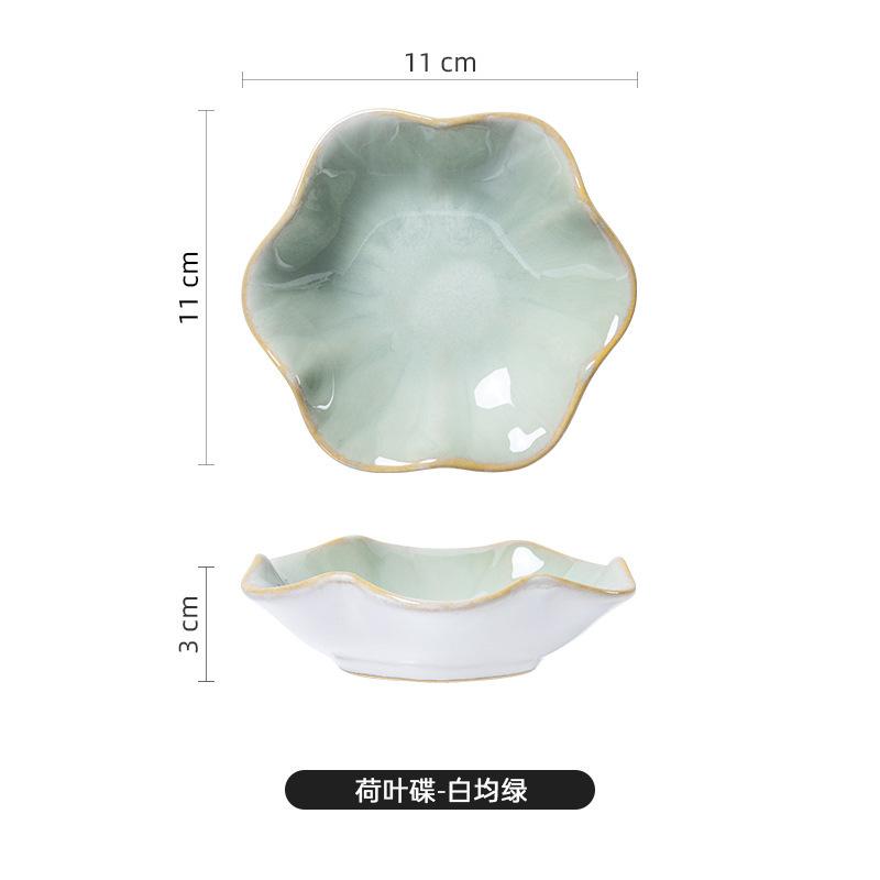 Lotus Ceramic Trays Green Creative Tray for Decoration Jewelry Plate Jewelry Organizer Containers Desktop Decor