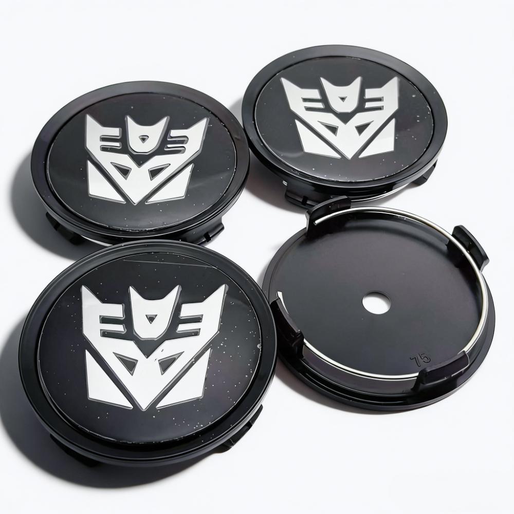4pcs Transformers Logo Emblem Car Wheel Center Caps O.D 75MM 70MM Wheels Hub Cap Rim Hubcaps Dust Cover Replace Car Accessories
