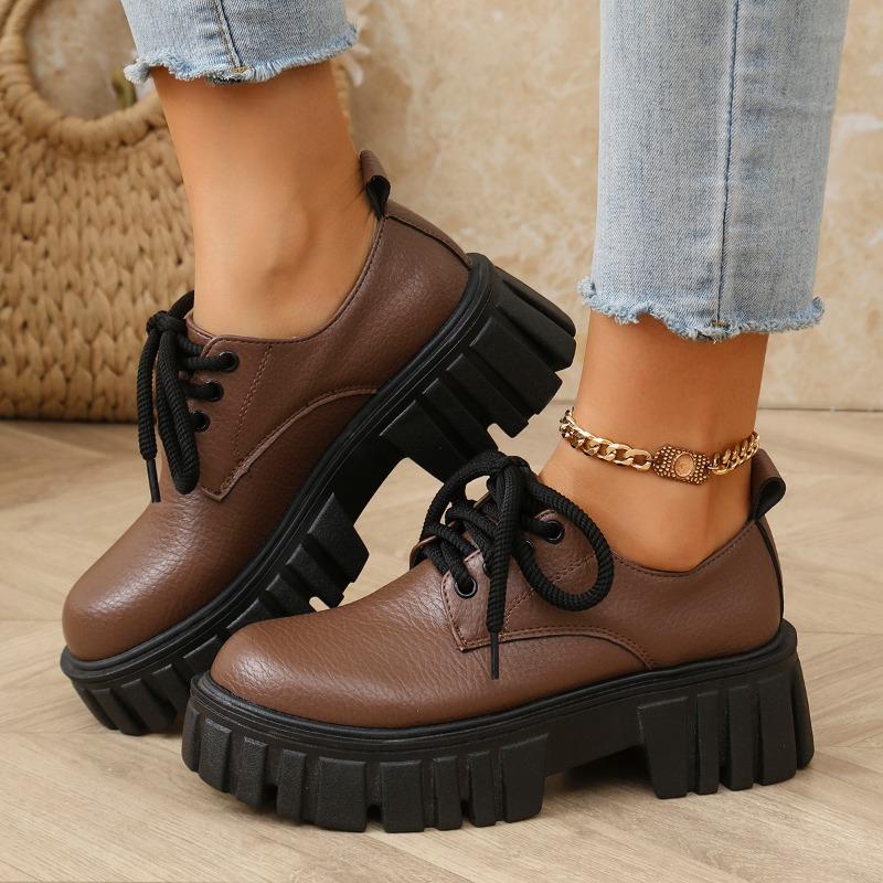 Женские туфли на толстом каблуке Весна Новые с круглым носком с глубоким вырезом с ремешком спереди на толстой подошве Противоскользящие Износостойкие Туфли с низким верхом