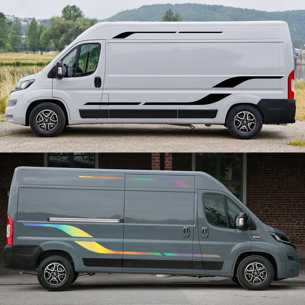 2PCS Car Body Stickers For FIAT DUCATO L3 L4 (2006-On) Motorhome Camper Van Stripes Decals Auto Tuning Accessories Vinyl Decals