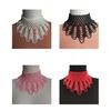Imitation Pearl Fake Collar Necklace Hollow Design Multi Layer Detachable Collar Solid Color Dress