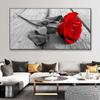 Landscape Red Rose Canvas Painting Abstract Black and White Posters and Prints Wall Art Pictures Living Room Home Decor No Frame