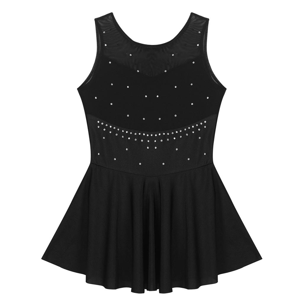 Детские блестящие стразы без рукавов для девочек, костюмы для катания на роликовых коньках, балетное танцевальное трико, платье