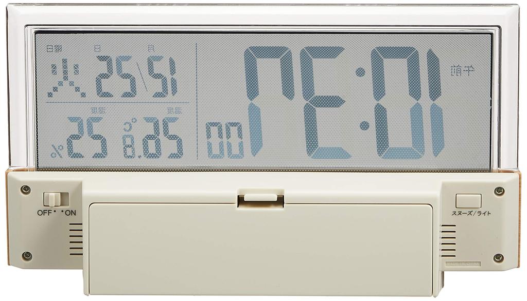 Seiko Clock Table Clock Alarm Clock Radio Digital Calendar Temperature and Humidity Display LCD Light Brown Wood Grain Pattern Body X 19 X Cm SQ782B