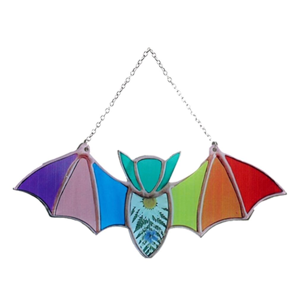 Halloween Bat Stained Glass Suncatcher Window Hanging Acrylic Wall Art Decor