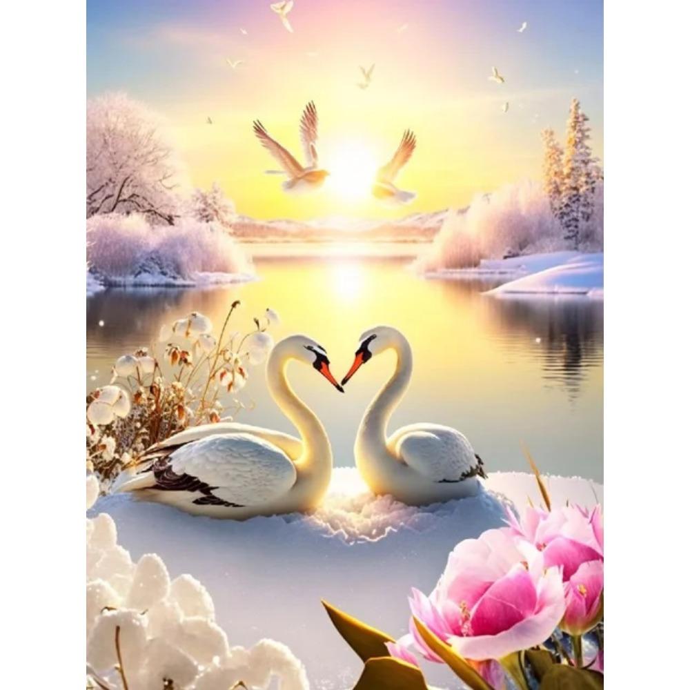 Алмазная картина Полный дрель Лебедь Слон Круглая алмазная живопись Ручная работа Красивая бабочка Цветок Diy Алмазная мозаика Картина Украшение дома