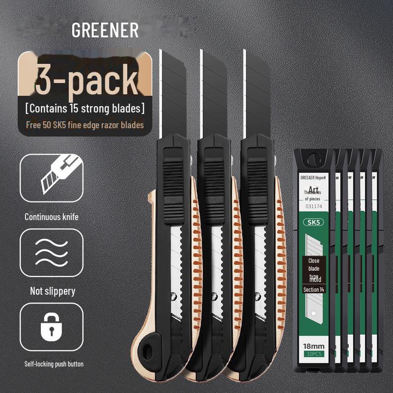 Green Forest Heavy-Duty All-Steel Utility Knife: Industrial-Grade, Thickened, Durable, Large Wallpaper & Paper Cutter