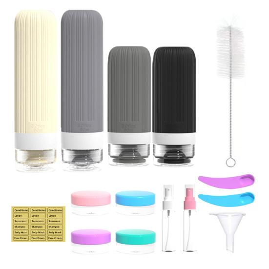 1 набор 60/90 мл силиконовых дорожных бутылочек, герметичные, многоразовые, для хранения крема для лица, лосьона, солнцезащитного крема, портативные, многоразовые, пустые емкости для туалетных принадлежностей
