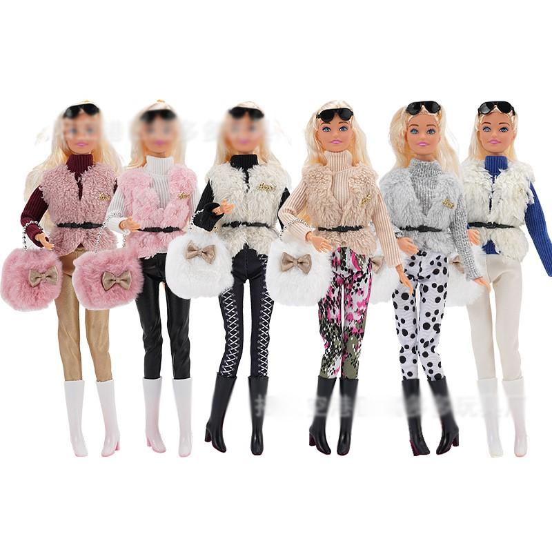 New 30Cm Doll Clothes Winter Series Fashion Sweater Jacket Casual Pants Top Long Boots Outfit Accessories For 1/6 Fr Dolls Toys