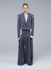 Meuameu Signature Unbalance Pin Tuck Logo Band Flare Slacks