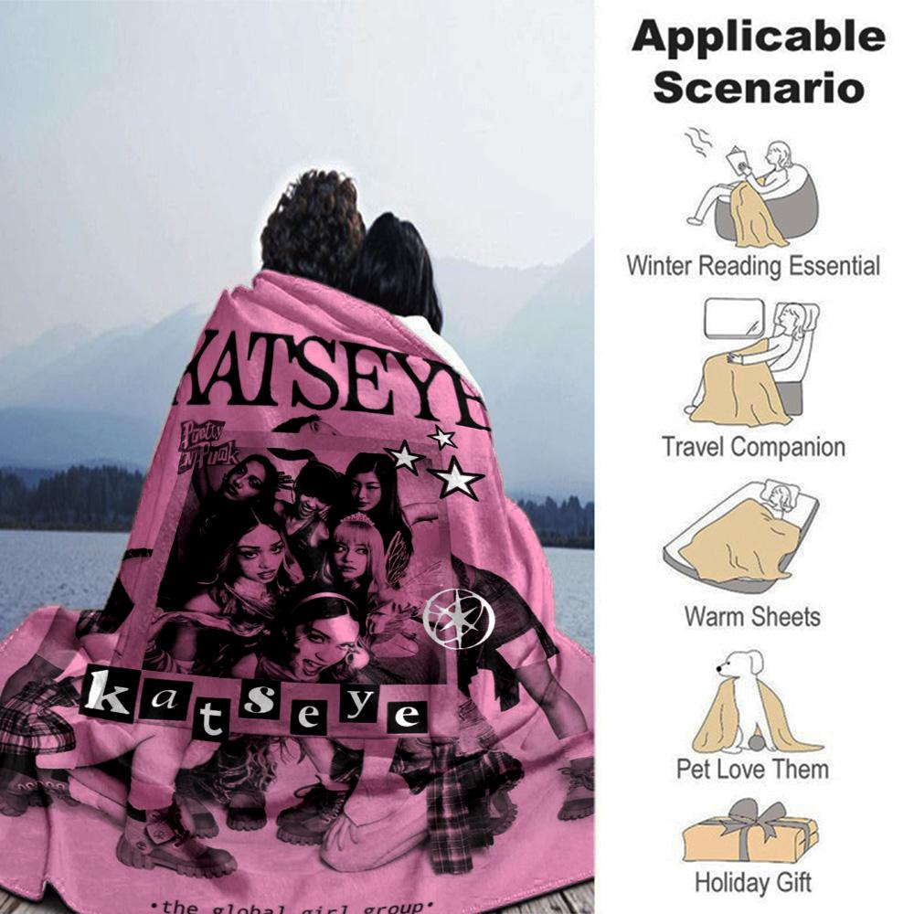 KATSEYE Print Flannel Blanket High Quality Warm Comfortable Cover for All Seasons Perfect for Gifts Home Decor