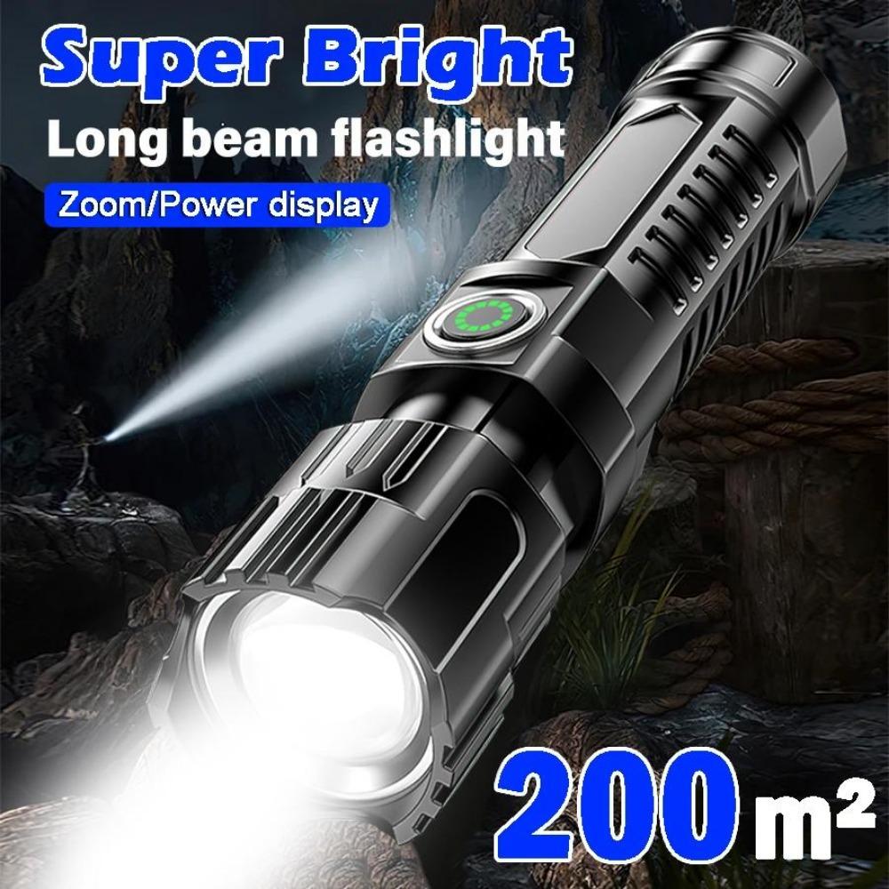 60W Super Powerful LED Flashlight Zoom Tactical Torch Built-in Battery USB Rechargeable Waterproof Lamp Ultra Bright Lantern