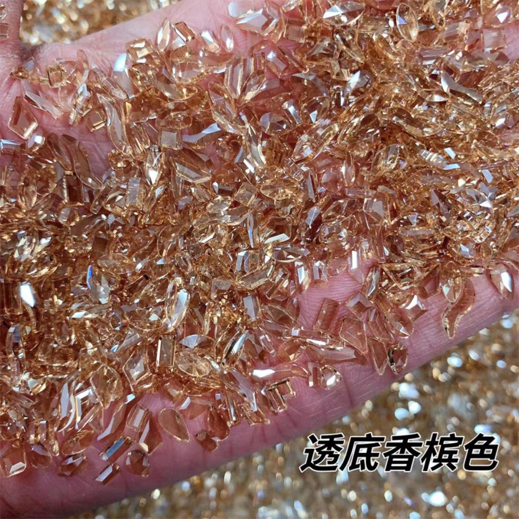 Yiwu Nail Art Diamond Mixed Mini Small Nail Art Flat Bottom Special-Shaped Diamond Mixed K9 Champagne Nail Art Jewelry