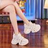 Internet Celebrity Dad Shoes Women's Super Fire 2025 Spring New Thick-soled Mesh Breathable Sports Leisure Inner Height Increase White Shoes