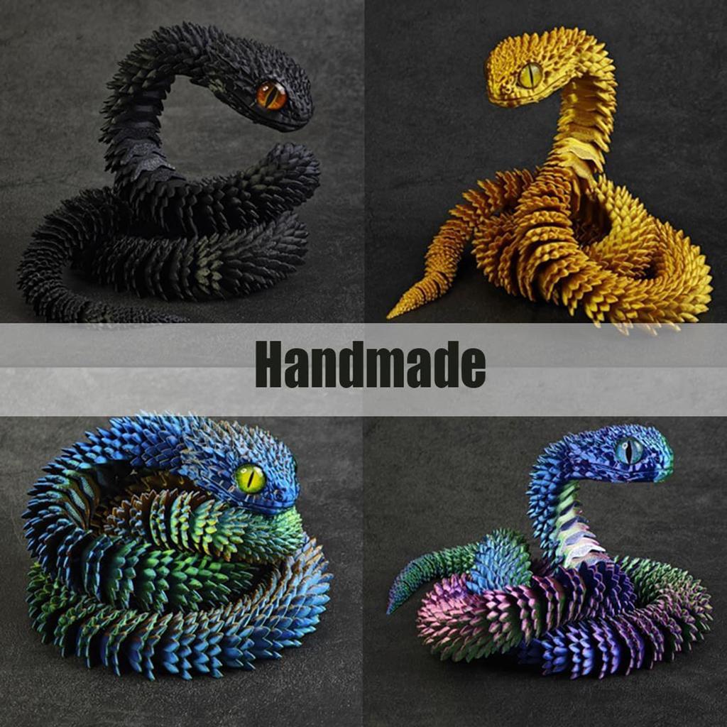 60Cm 3D Printed Snake Rotatable Joints Snake Figurines Creative Home Office Desktop Crafts Ornament New Year Crafts Gift