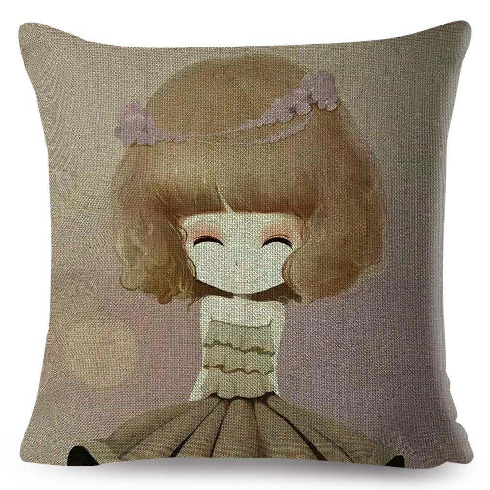 Dreamy Scene Illustrated Cushion Cover Umbrella Flower Soft Background Art Print Soft Square Pillow Modern Home Decor xcm