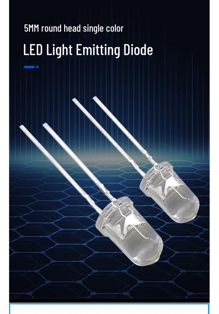 3mm & 5mm Multicolor LED Diode Pack: Red, Green, Yellow, Blue, White - Straight Plug Lamp Beads Components.