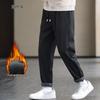 Мужские осенне-зимние повседневные брюки прямого кроя на флисовой подкладке