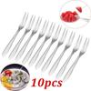 10 Pcs Stainless Steel Two-tine Fork Fruit Fork Set Tableware Multiple Use Snack Cake Dessert Forks Cafeteria Home Flatware