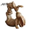 Resin Ornament Parent Child Rabbit Statue, Rustic Ornament, Cute Rabbits Waterproof Garden Figurine for Yard Flower Bed Room Table Decor Outdoor
