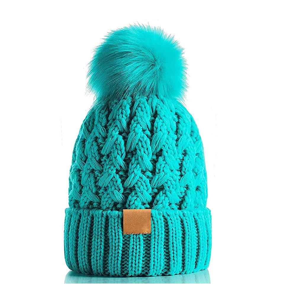 New autumn and winter big hairball plush thickened wool hat crossed coarse hemp woven pom-pom soft warm hat