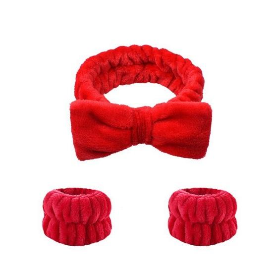 1 Set Face Wash Hair Band Soft Comfortable Spa Bowknot Headband And Wristbands Set Grooming Accessories