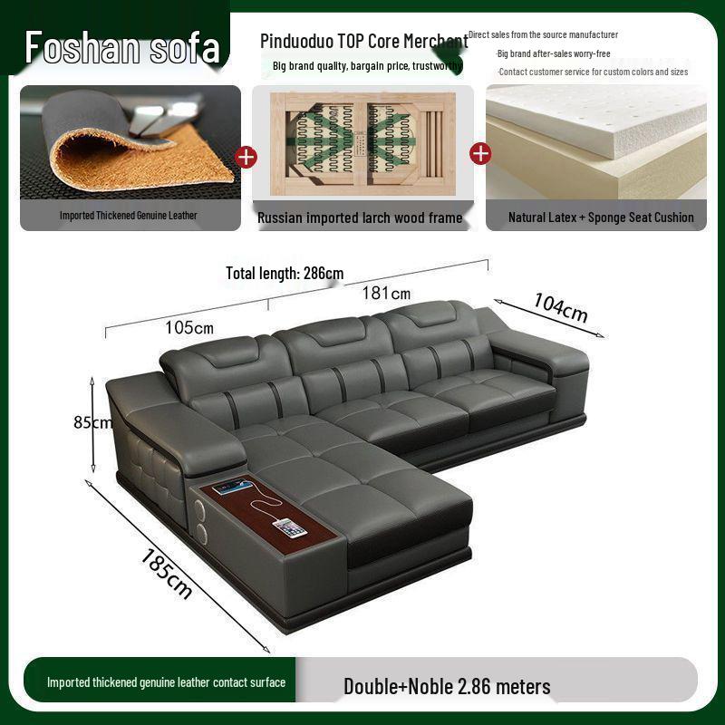 Medium-Thick Leather Corner Sofa for Small to Medium Living Rooms