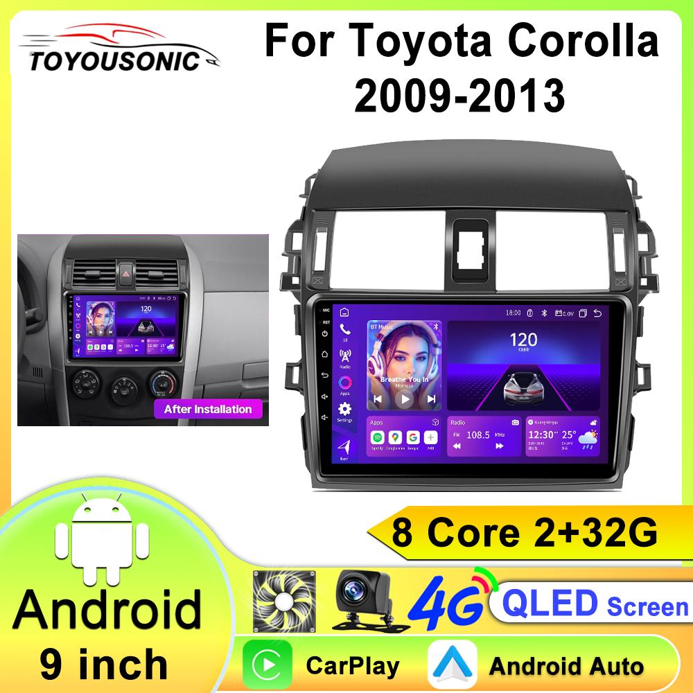 Android 13 Carplay Auto для Toyota Corolla E140/150 2007 2008 2009 2010 2011 2012 2013 Автомобильный радиоприемник, мультимедийный плеер, GPS-стерео