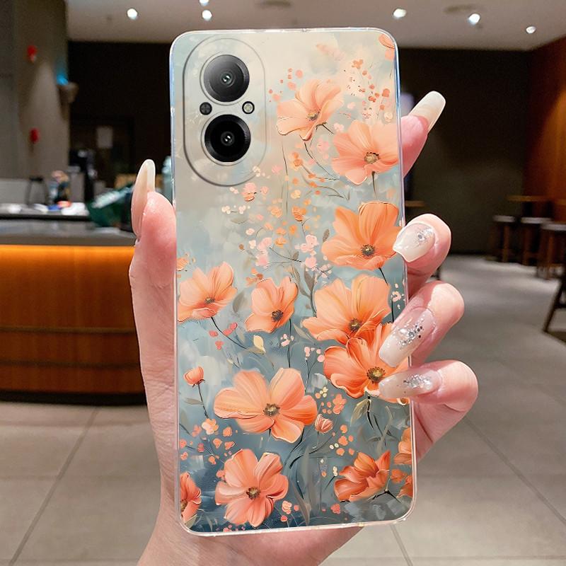 Чехол для Realme C67 4G RMX3890 C55 RMX3710 Корпус Модный Цветок Прозрачный Мягкий ТПУ Чехол Для Realme C67 C 67 C 55 RealmeC67 Бампер