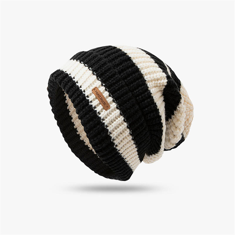Модная женская и мужская полосатая шапка-бини для улицы, для холодной погоды, зима, теплая шапка-чепец
